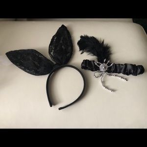 Party headpieces: bunny ears and 1920’s headpiece